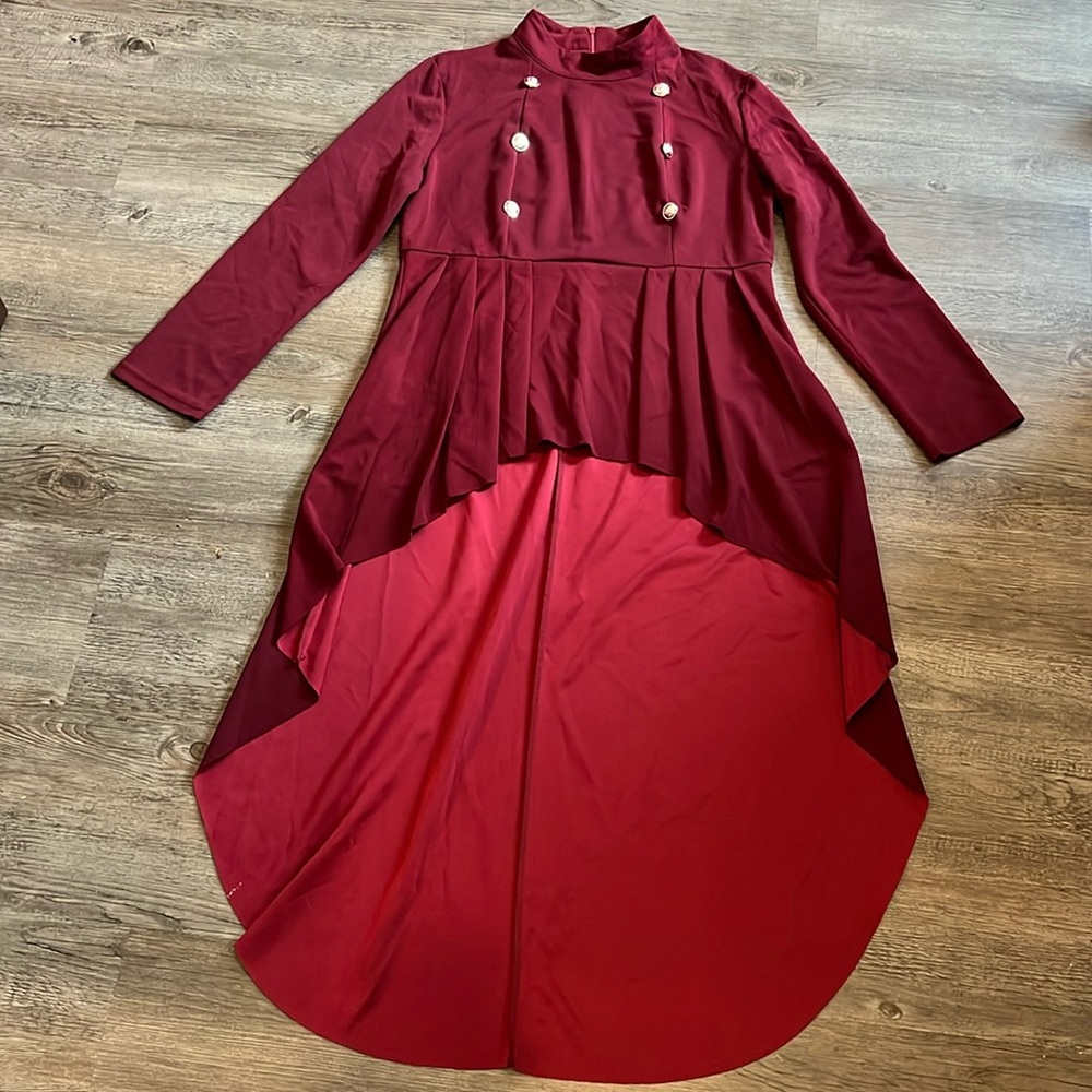 Women's long sleeves double button asymmetrical blouse top XXL